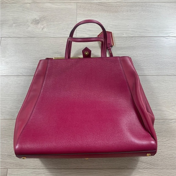 Fendi Medium 2Jours Fuchsia Pink Leather Satchel Tote - Picture 4 of 16